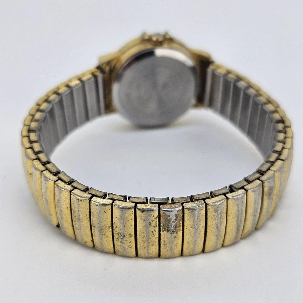 24MM Women's‎ Watch Gray Dial Gold Case Expandable Band Date 5.75